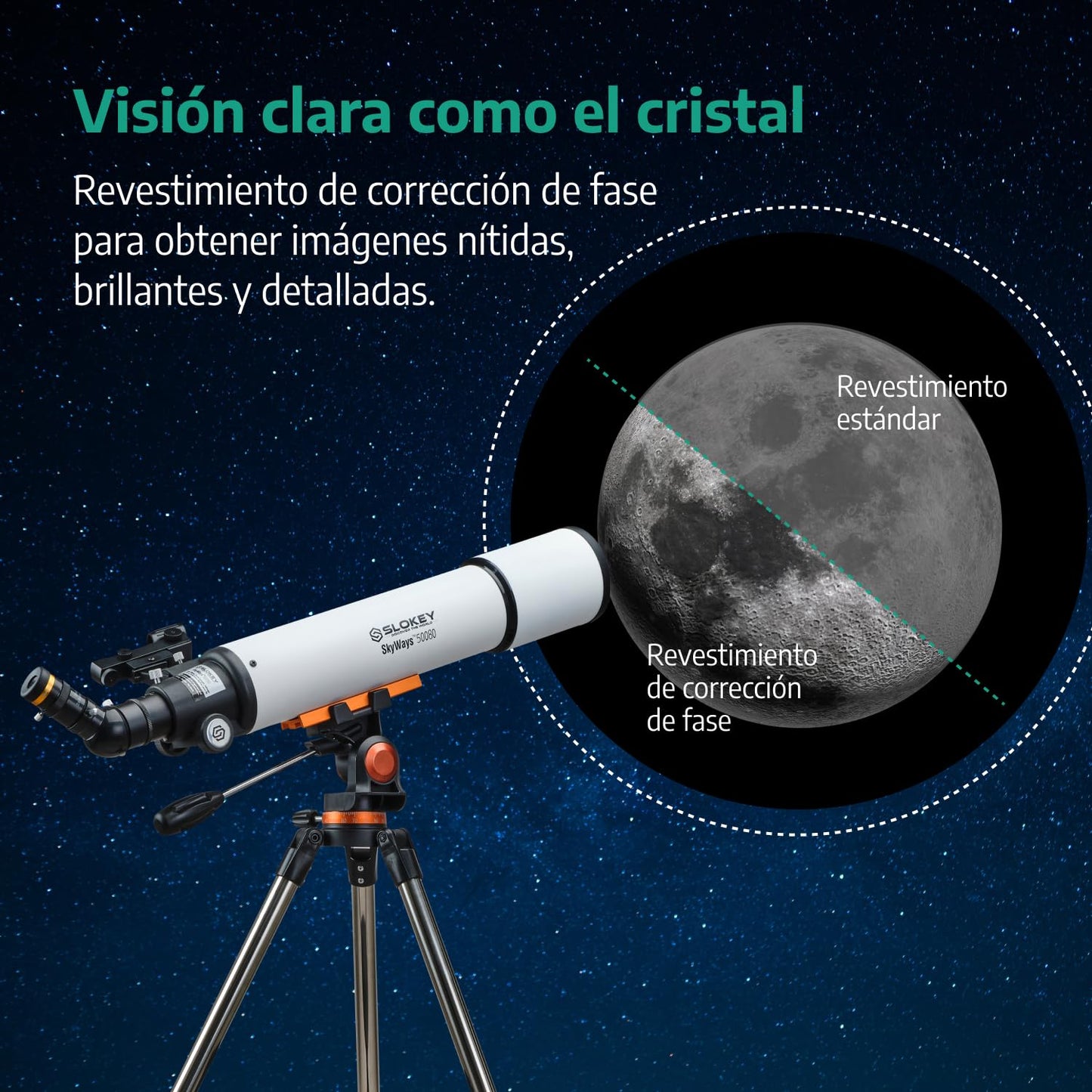 Telescopio 80 mm – Portátil, 25x-250x, Niños y Principiantes