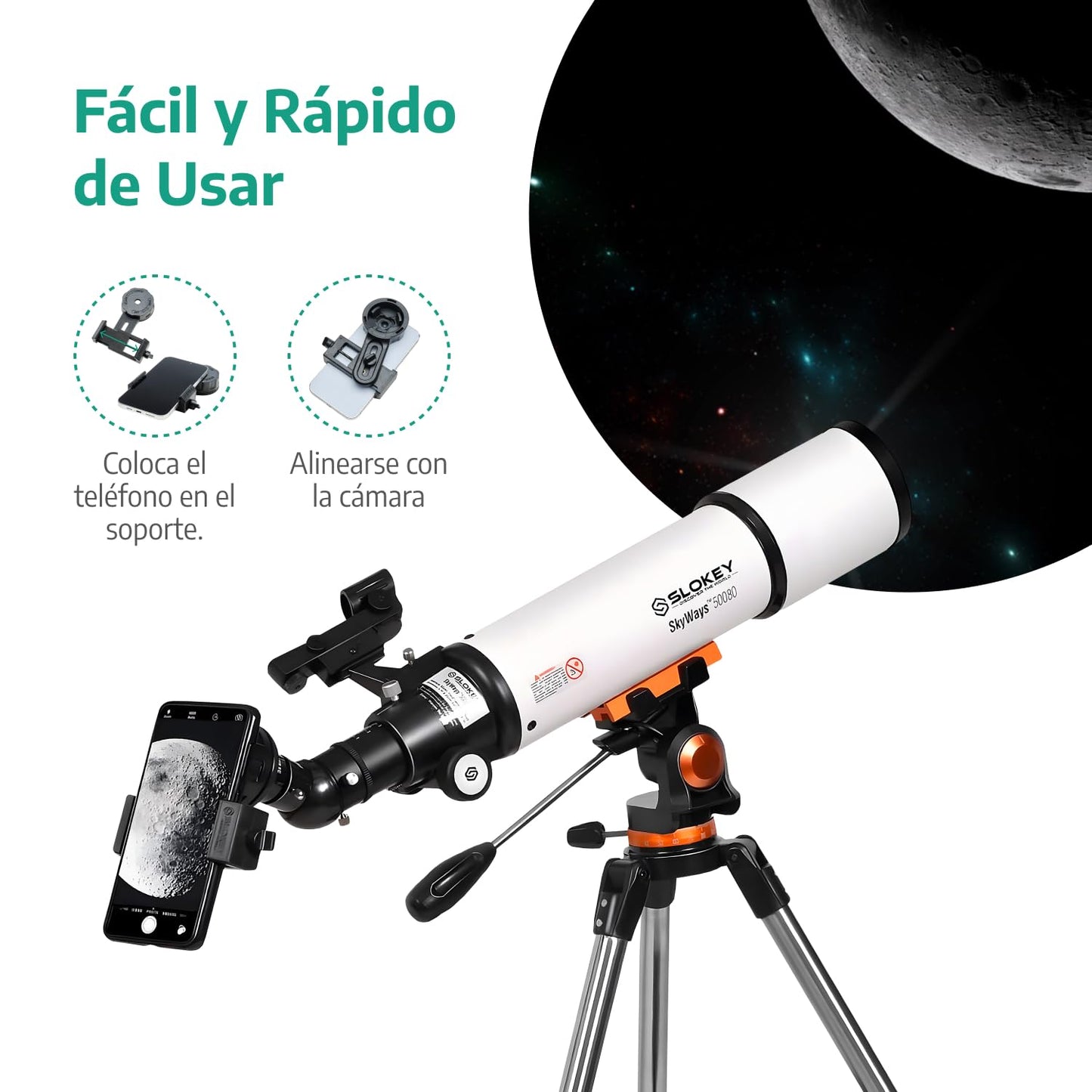 Telescopio 80 mm – Portátil, 25x-250x, Niños y Principiantes